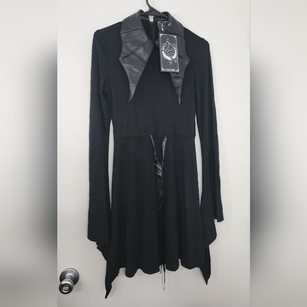 Killstar I'm Bats Collar Dress Goth Stretchy Black Long Sleeve Small New NWT